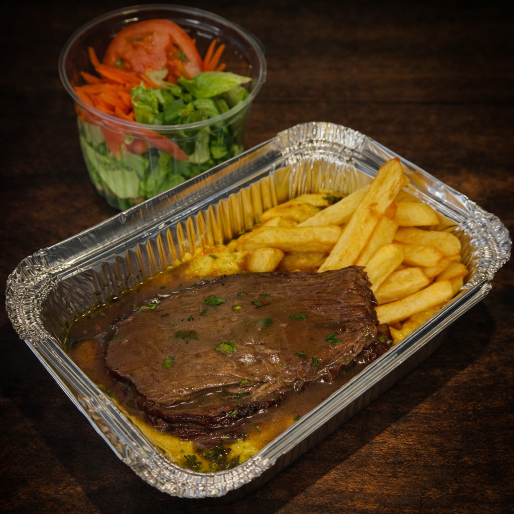 Plateada al Jugo con Pastelera y papas R&uacute;sticas