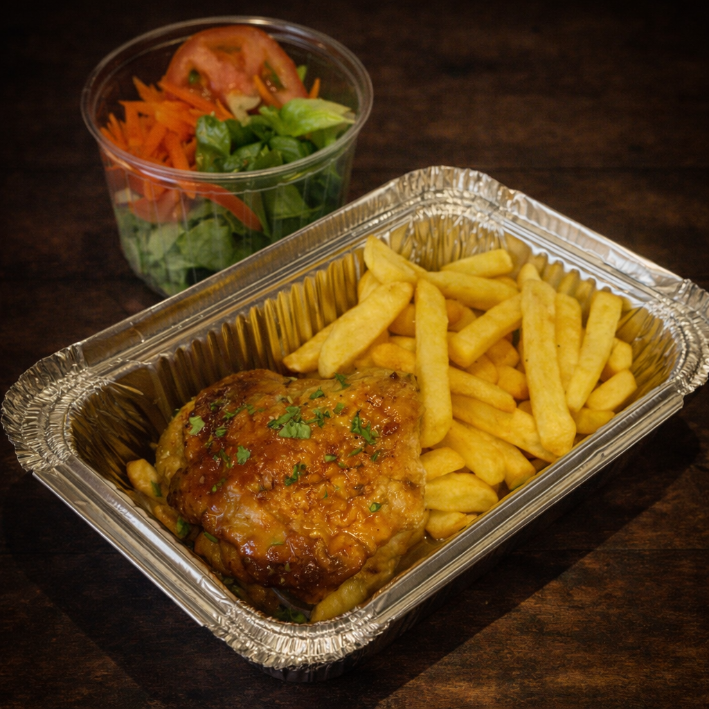 Pollo Asado con Papas Fritas
