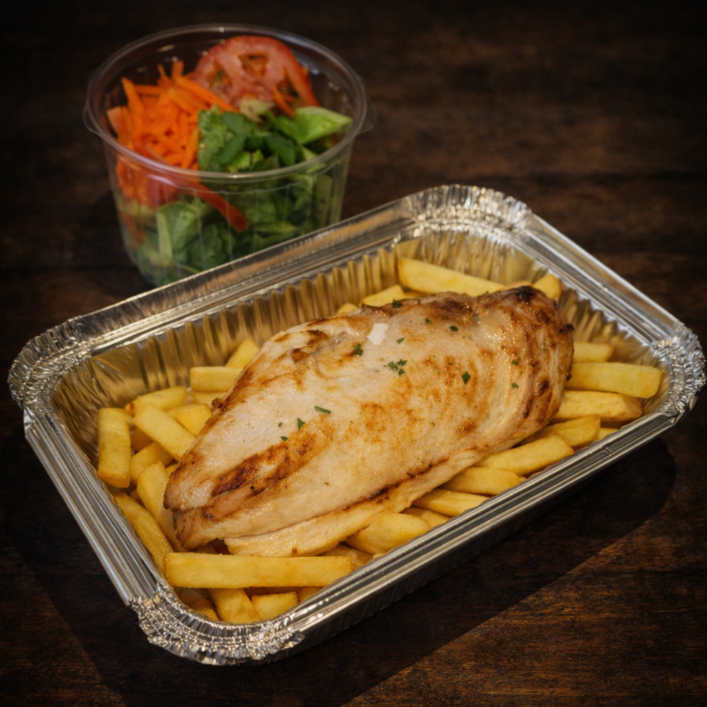 Suprema Grill&eacute; con Papas Fritas